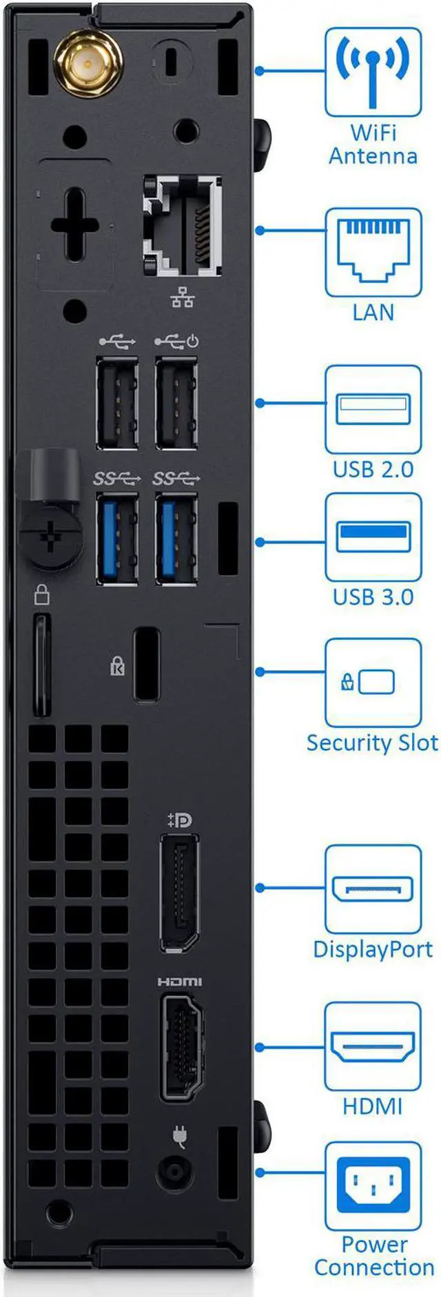 Alt view image 4 of 7 - Dell OptiPlex 3060 Micro Desktop, Intel 6-Core i5-8500T Upto 3.5GHz, 16GB RAM, 256GB SSD, HDMI, DisplayPort, Wi-Fi, Bluetooth, Windows 10 Pro