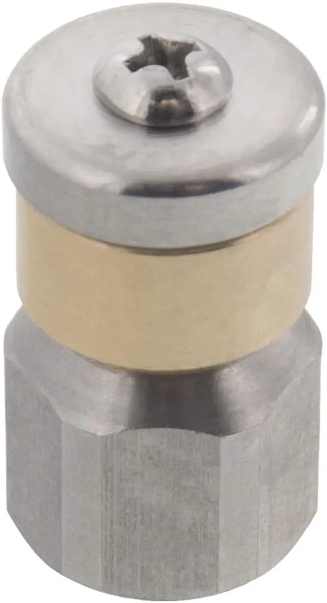 Main image of Erie Tools Rotating 1/4" Drain Cleaning Nozzle 3.5 Orifice 4000 PSI Stainless Steel for Sewer Pipe Water Jetter