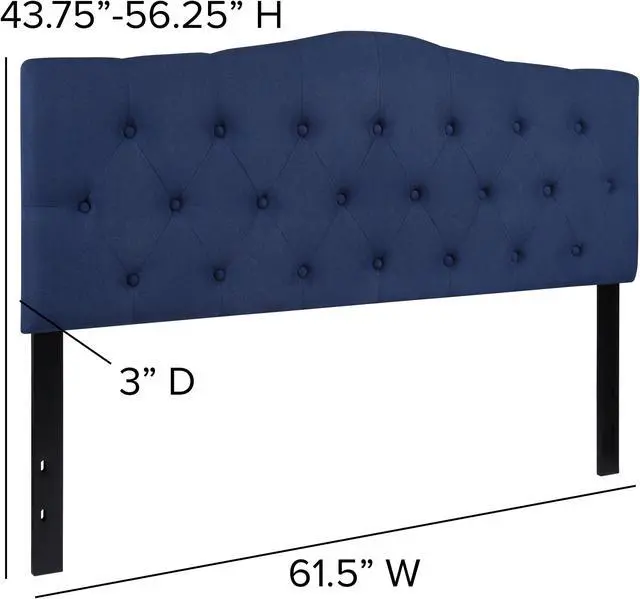 Alt view image 7 of 18 - Cambridge Tufted Upholstered Queen Size Headboard in Navy Fabric
