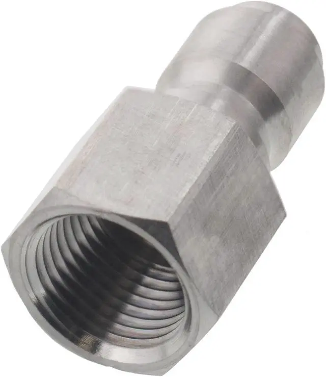 Alt view image 2 of 2 - Erie Tools Pressure Washer 3/8in. Female NPT to Quick Connect Plug Stainless Steel Coupler High Temp 4000 PSI 10.5 GPM