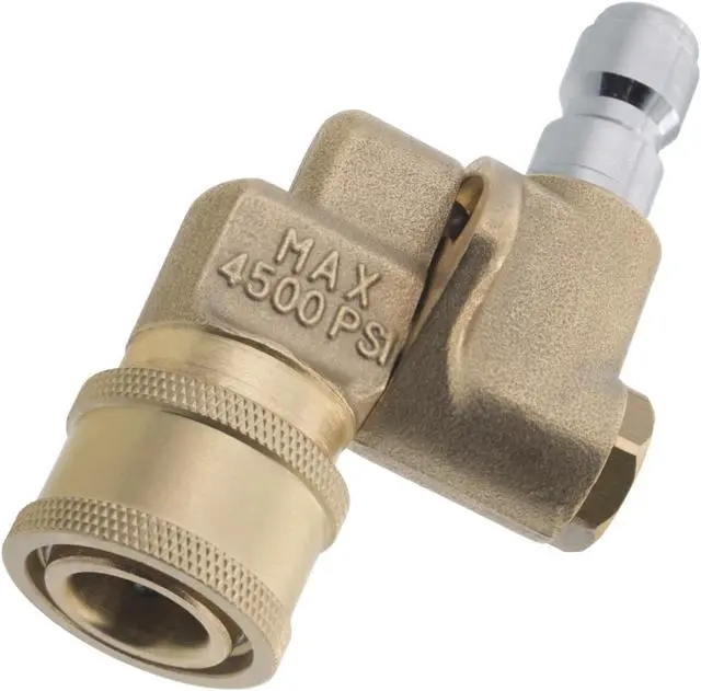 Alt view image 4 of 5 - Erie Tools Pressure Washer 1/4" 120 Degree Pivoting Quick Connect Brass Coupler 4500 PSI