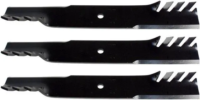 Main image of USA Mower Blades CMB483BP Toothed High-Lift fit 103-6383 103-6383-S 103-6393 103-6393-S 103-6398 103-6398-S Length 20-1/2 in. Width 3 in. Thickness .250 in. Center Hole 15/16 in. 60 in. Deck