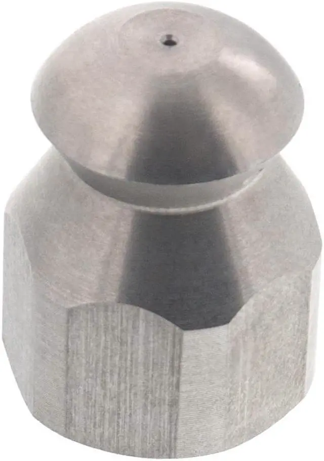 Main image of Erie Tools Button Nose 1/4" Drain Cleaning Nozzle 4.5 Orifice 5500 PSI Stainless Steel for Sewer Pipe Water Jetter