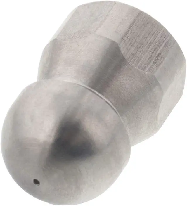 Alt view image 2 of 3 - Erie Tools Button Nose 3/8" Drain Cleaning Nozzle 8.0 Orifice 5500 PSI Stainless Steel for Sewer Pipe Water Jetter