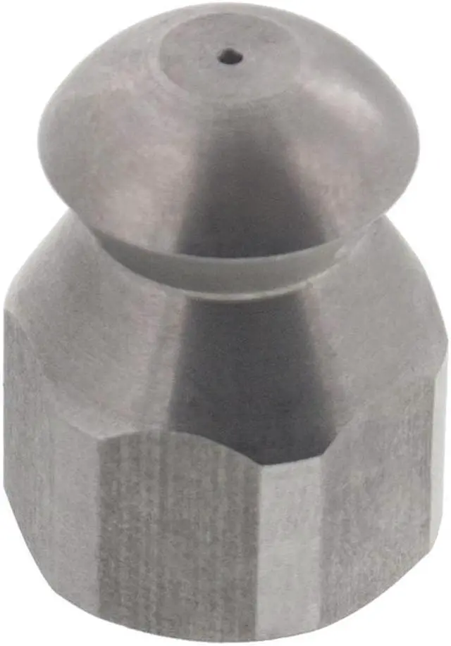 Main image of Erie Tools Button Nose 1/4" Drain Cleaning Nozzle 7.0 Orifice 5500 PSI Stainless Steel for Sewer Pipe Water Jetter