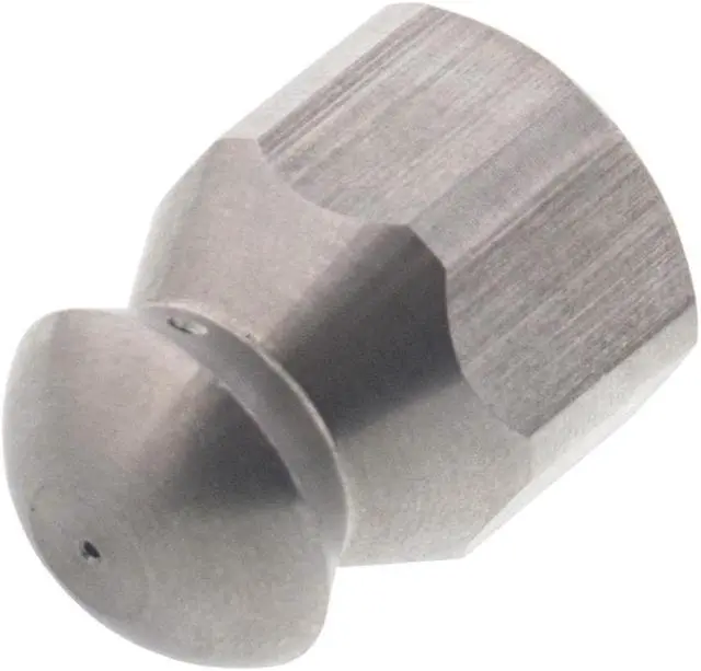 Alt view image 2 of 3 - Erie Tools Button Nose 1/4" Drain Cleaning Nozzle 4.5 Orifice 5500 PSI Stainless Steel for Sewer Pipe Water Jetter