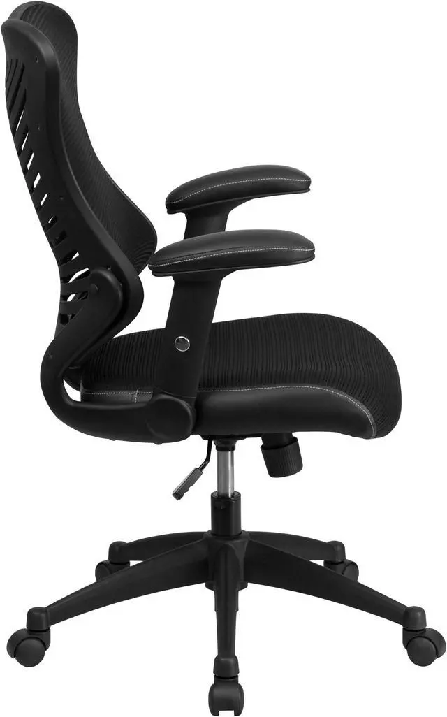 Alt view image 6 of 20 - High Back Designer Black Mesh Executive Swivel Ergonomic Office Chair with Adjustable Arms