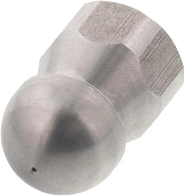 Alt view image 2 of 3 - Erie Tools Button Nose 3/8" Drain Cleaning Nozzle 5.0 Orifice 5500 PSI Stainless Steel for Sewer Pipe Water Jetter