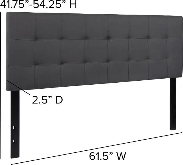 Alt view image 4 of 16 - Bedford Tufted Upholstered Queen Size Headboard in Dark Gray Fabric