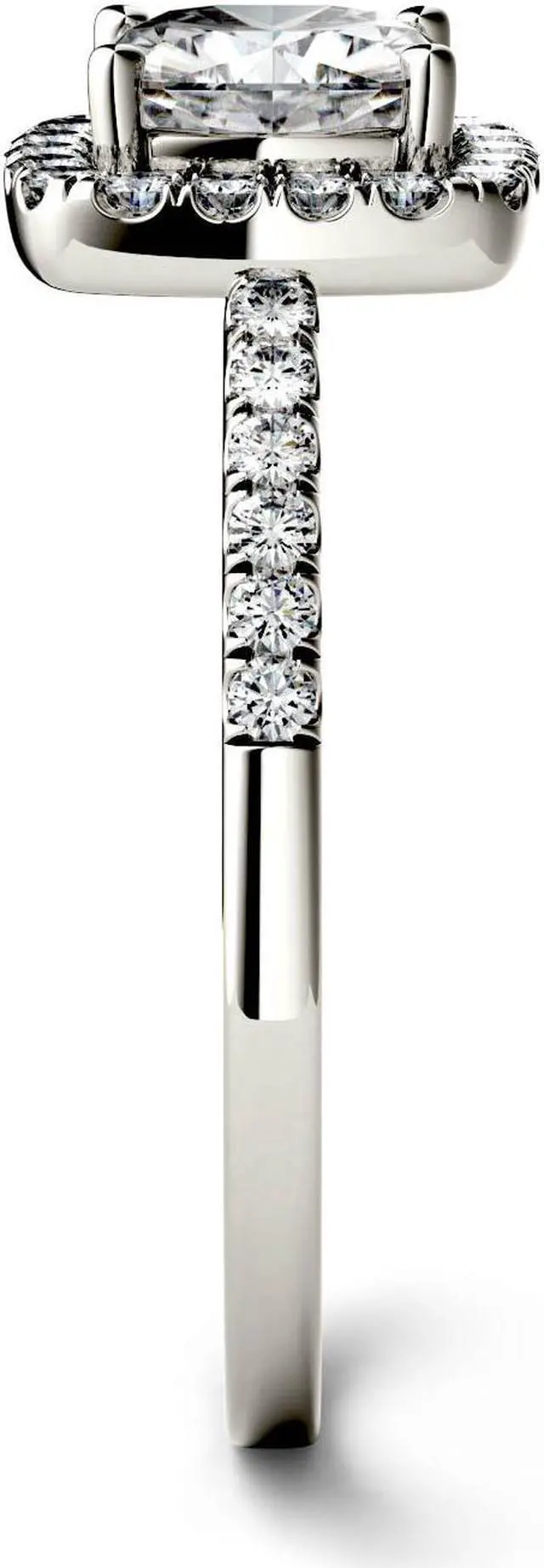 Alt view image 2 of 9 - 14K White Gold Moissanite by Charles & Colvard 6mm Cushion Engagement Ring-size 5 1.40cttw DEW