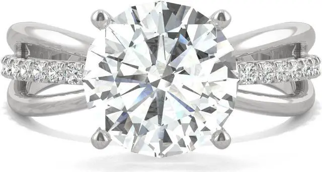Alt view image 4 of 9 - 14K White Gold Moissanite by Charles & Colvard 9mm Round Engagement Ring-size 7 2.90cttw DEW