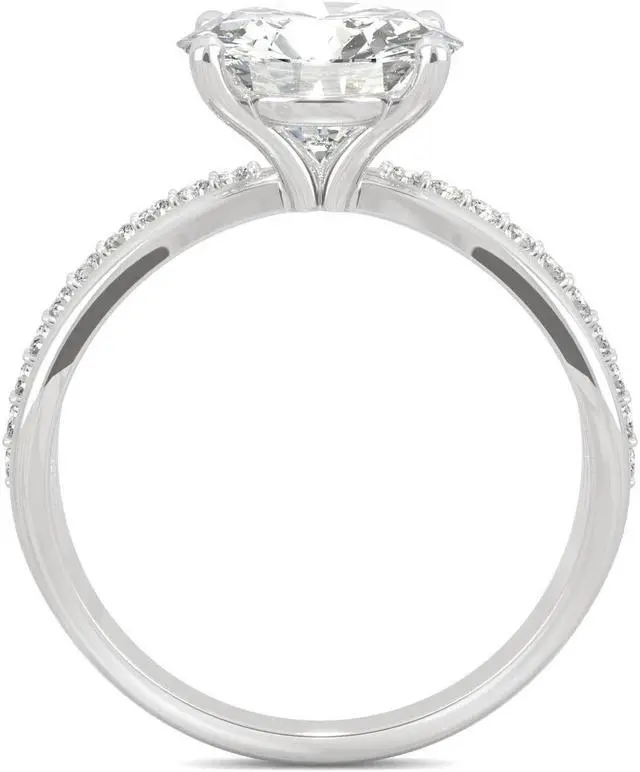 Alt view image 3 of 9 - 14K White Gold Moissanite by Charles & Colvard 9mm Round Engagement Ring-size 7 2.90cttw DEW