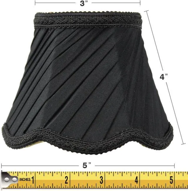 Alt view image 2 of 5 - 3x5x4 Pleated Scallop Clip-on Candelabra Lampshade Black Fabric