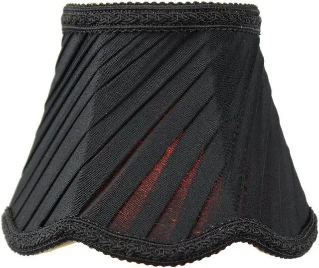 Alt view image 4 of 5 - 3x5x4 Pleated Scallop Clip-on Candelabra Lampshade Black Fabric
