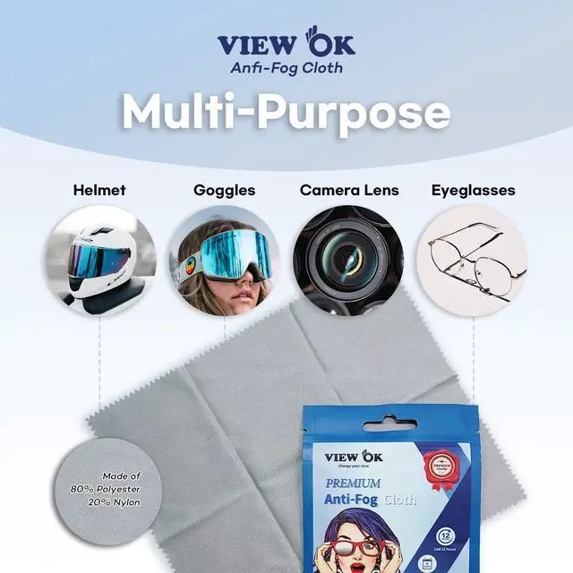 Alt view image 3 of 7 - Anti-Fog Cloth for Eye glasses - Reusable Long-lasting Microfiber Cleaning Wipes for Goggles, Camera Lens, Ski Google