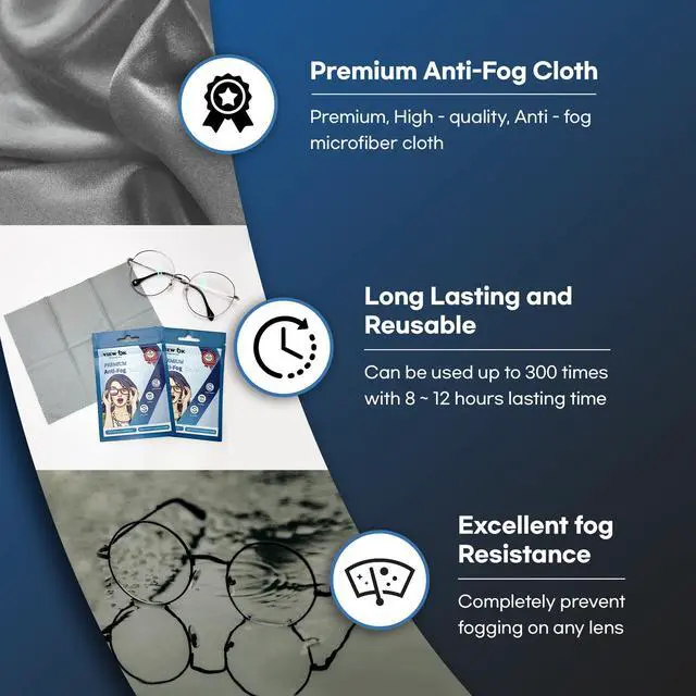 Alt view image 4 of 7 - Anti-Fog Cloth for Eye glasses - Reusable Long-lasting Microfiber Cleaning Wipes for Goggles, Camera Lens, Ski Google