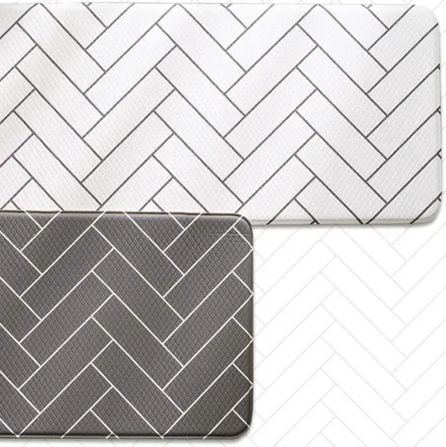 Alt view image 6 of 7 - Double-Sided Non-toxic PVC Premium Kitchen Mat, Cushioned, Waterproof, Non-Slip, easy to clean (White and Gray) (X Large)
