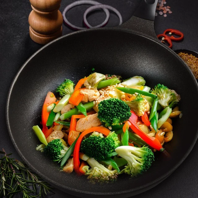 Alt view image 3 of 7 - KOHAS Prime Titanium Stone Coating Wok Pan, Black 12.6 inch