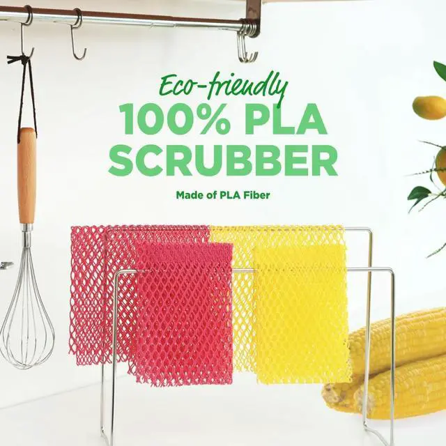 Alt view image 2 of 7 - K-CORNSSIL PLA Mesh Net Scrubber, 6-Layer, 5 pcs (Pink)