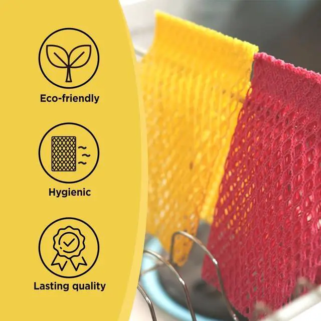 Alt view image 3 of 7 - K-CORNSSIL PLA Mesh Net Scrubber, 6-Layer, 5 pcs (Pink)