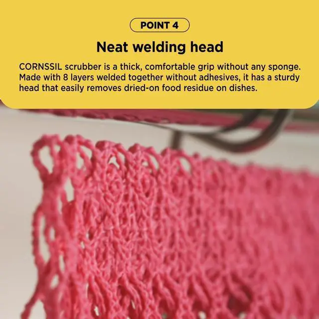 Alt view image 7 of 7 - K-CORNSSIL PLA Mesh Net Scrubber, 6-Layer, 5 pcs (Pink)