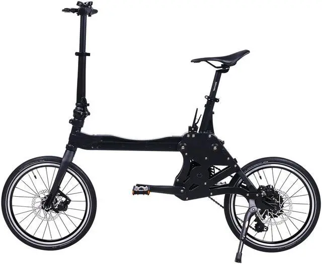 Main image of POP-CYCLE user-customizable electric bicycle featuring a slide-type folding system for enhanced portability and convenience (Black)