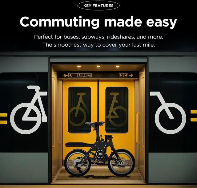 Alt view image 5 of 7 - POP-CYCLE user-customizable electric bicycle featuring a slide-type folding system for enhanced portability and convenience (Black)