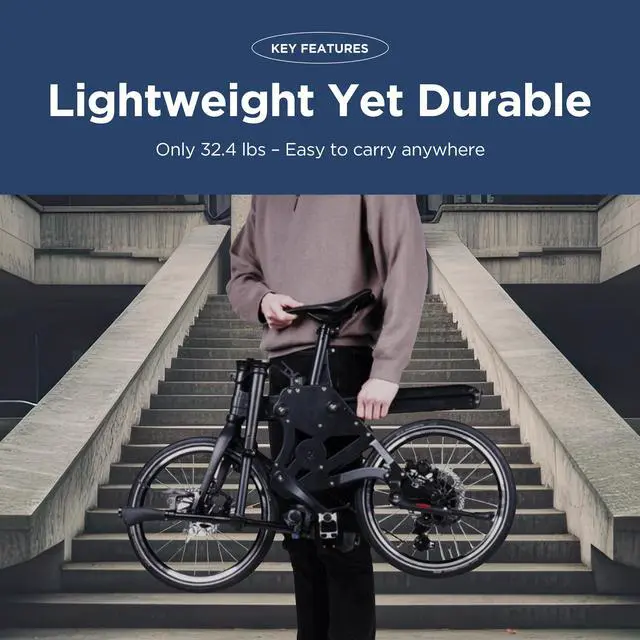Alt view image 7 of 7 - POP-CYCLE user-customizable electric bicycle featuring a slide-type folding system for enhanced portability and convenience (Black)