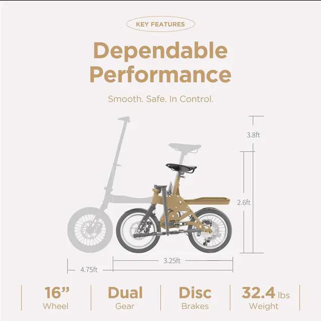 Alt view image 6 of 7 - POP-CYCLE user-customizable electric bicycle featuring a slide-type folding system for enhanced portability and convenience (Khaki)