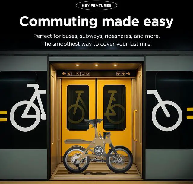 Alt view image 5 of 7 - POP-CYCLE user-customizable electric bicycle featuring a slide-type folding system for enhanced portability and convenience (Khaki)