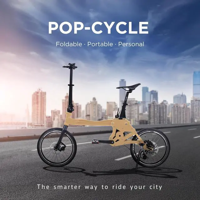 Alt view image 2 of 7 - POP-CYCLE user-customizable electric bicycle featuring a slide-type folding system for enhanced portability and convenience (Khaki)