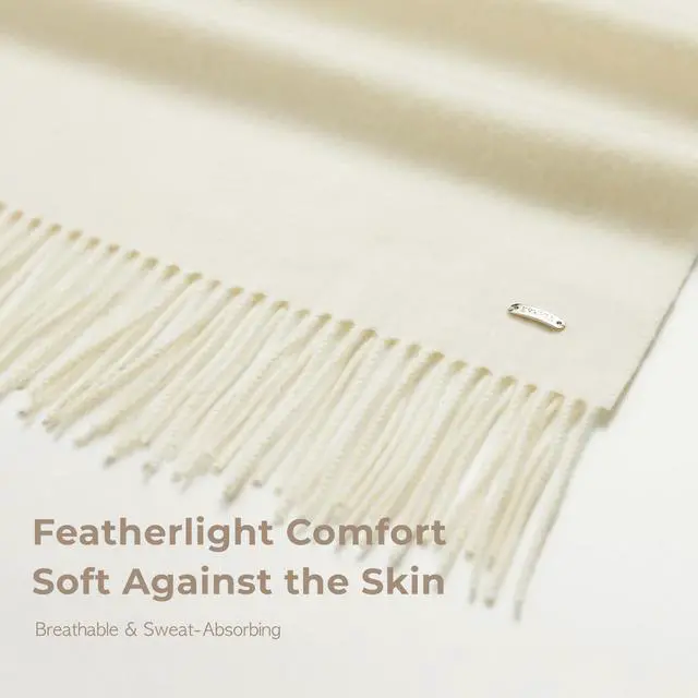 Alt view image 6 of 7 - ERKHES CASHMERE MUFFLER CLASSIC LONG Cream