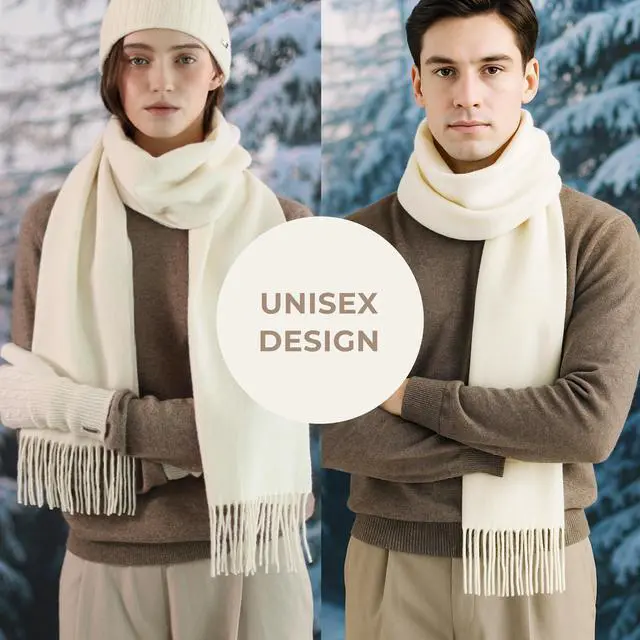 Alt view image 5 of 7 - ERKHES CASHMERE MUFFLER CLASSIC LONG Cream
