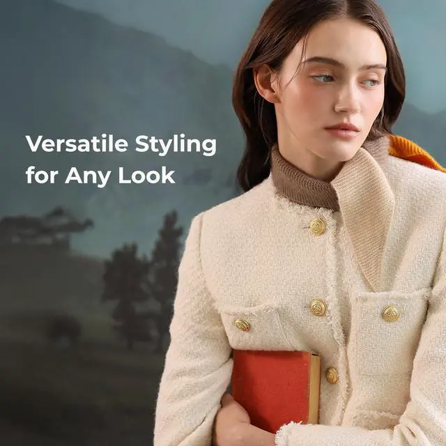 Alt view image 6 of 7 - ERKHES CASHMERE 100% MUFFLER POINT Golden