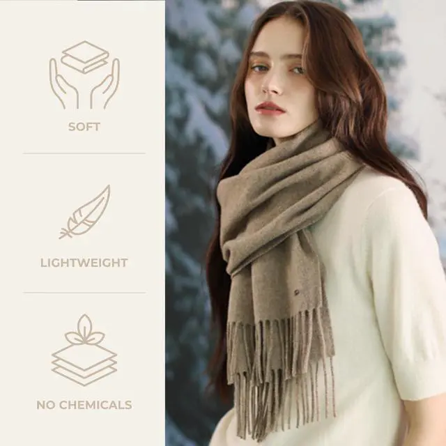 Alt view image 3 of 7 - ERKHES CASHMERE MUFFLER CLASSIC LONG Brown