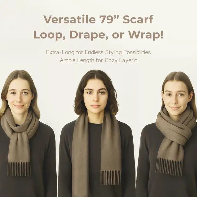 Alt view image 7 of 7 - ERKHES CASHMERE MUFFLER CLASSIC LONG Brown