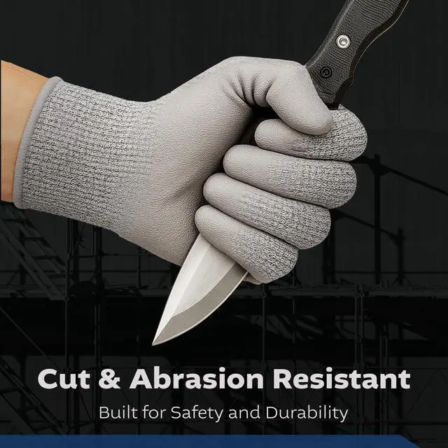 Alt view image 3 of 7 - Black Melange HPPE Blended Glove - Grey PU Palm coated, 5 pairs M