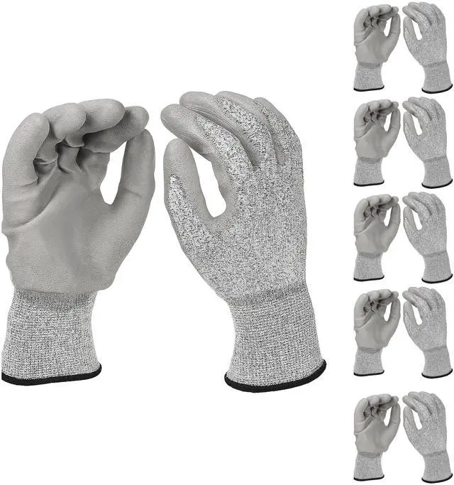 Main image of Black Melange HPPE Blended Glove - Grey PU Palm coated, 5 pairs M