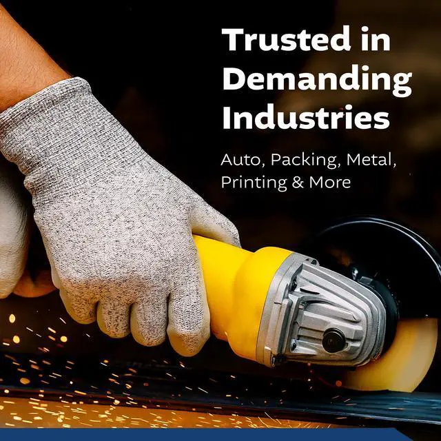 Alt view image 5 of 7 - Black Melange HPPE Blended Glove - Grey PU Palm coated, 5 pairs M