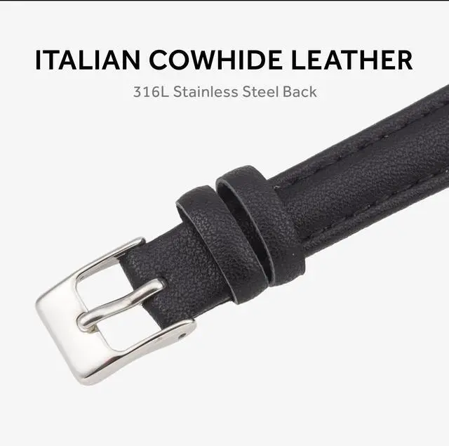 Alt view image 3 of 7 - SIARGO SG-002 SWB Caper Collection 28mm Womens Quartz Watch with Italian Leather Strap (Silver White)