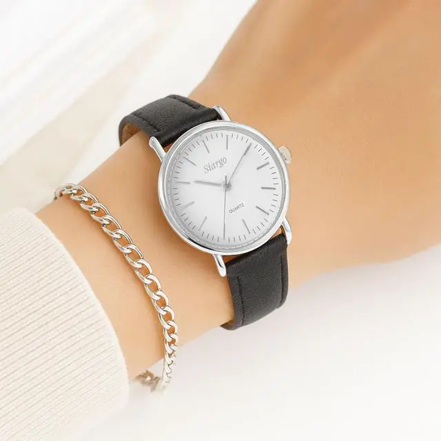 Alt view image 7 of 7 - SIARGO SG-002 SWB Caper Collection 28mm Womens Quartz Watch with Italian Leather Strap (Silver White)