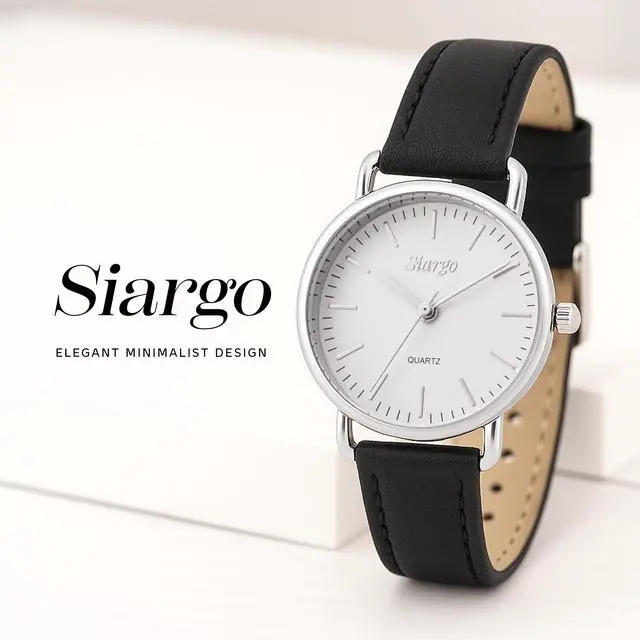 Alt view image 2 of 7 - SIARGO SG-002 SWB Caper Collection 28mm Womens Quartz Watch with Italian Leather Strap (Silver White)