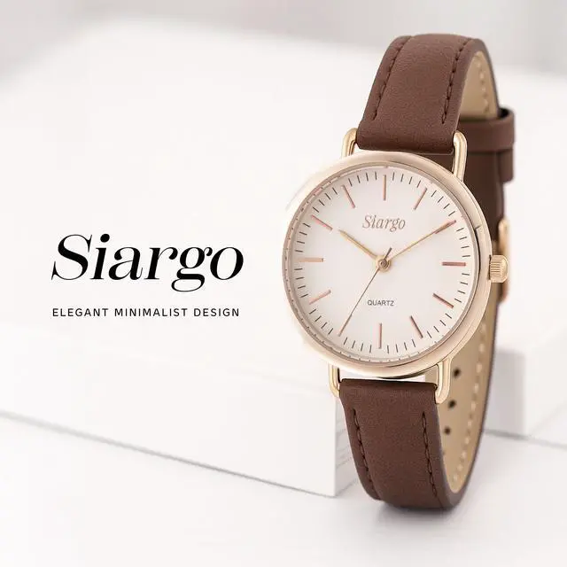 Alt view image 2 of 7 - SIARGO SG-002 SWB Caper Collection 28mm Womens Quartz Watch with Italian Leather Strap (Rosegold Brown)