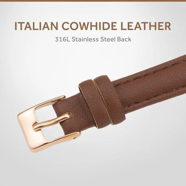 Alt view image 3 of 7 - SIARGO SG-002 SWB Caper Collection 28mm Womens Quartz Watch with Italian Leather Strap (Rosegold Brown)