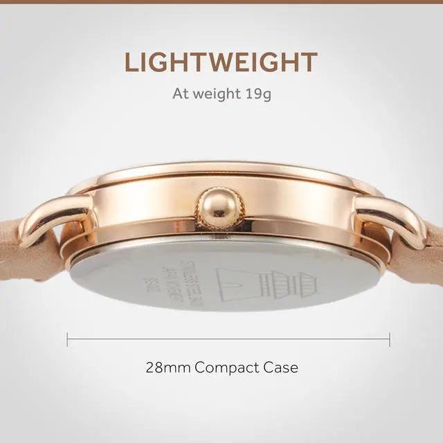 Alt view image 4 of 7 - SIARGO SG-002 SWB Caper Collection 28mm Womens Quartz Watch with Italian Leather Strap (Rosegold Brown)