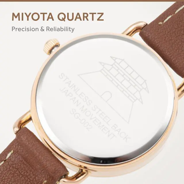 Alt view image 5 of 7 - SIARGO SG-002 SWB Caper Collection 28mm Womens Quartz Watch with Italian Leather Strap (Rosegold Brown)