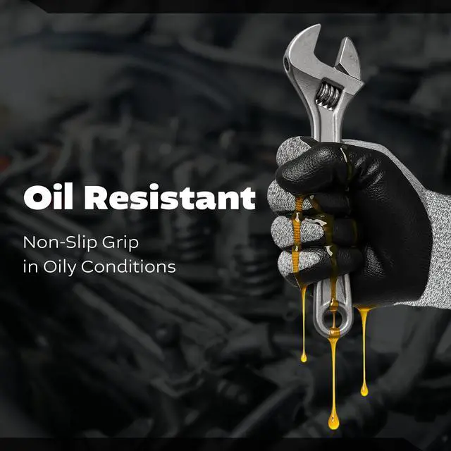 Alt view image 4 of 7 - Grey Glass Fiber Glove - Black NBR Foam Palm coated XL, 5 pairs