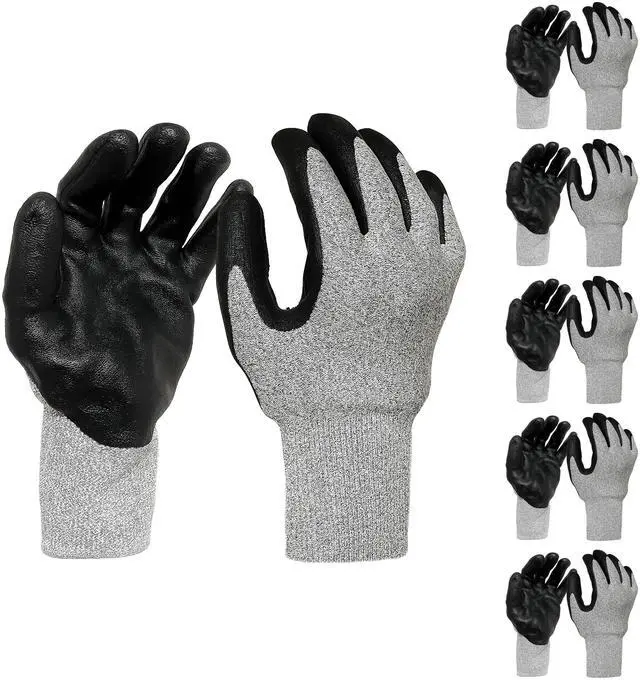 Main image of Grey Glass Fiber Glove - Black NBR Foam Palm coated XL, 5 pairs