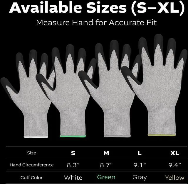 Alt view image 7 of 7 - Grey Glass Fiber Glove - Black NBR Foam Palm coated XL, 5 pairs
