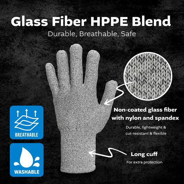 Alt view image 6 of 7 - Grey Glass Fiber Liner Glove XL, 5 pairs